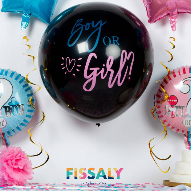 Fissaly® 60 Stuks Gender Reveal Baby Shower Ballonnen Decoratie Feestpakket – Geslachtsbepaling & Babyshower