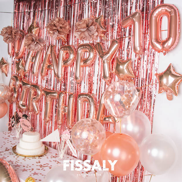 Fissaly® 70 Jaar Rose Goud Verjaardag Decoratie Versiering – Feest - Helium, Latex & Papieren Confetti Ballonnen