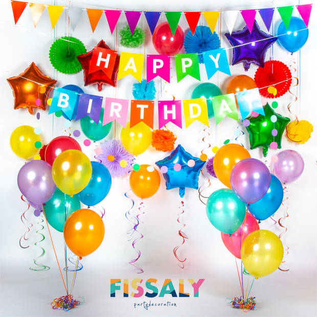 Fissaly® 76 Stuks Gekleurde Happy Birthday Decoratie Versiering – Ballonnen - Latex – Helium - Feest