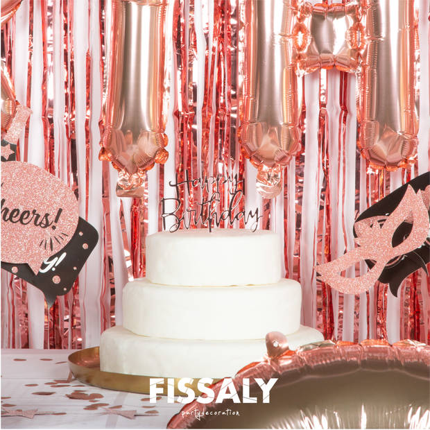Fissaly® 75 Jaar Rose Goud Verjaardag Decoratie Versiering - Helium, Latex & Papieren Confetti Ballonnen