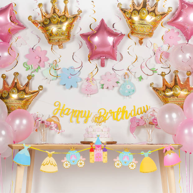 Fissaly® 78 Stuks Prinses Sprookjes Verjaardag Versiering – Kinderfeestje Meisje Decoratie – Feest Pakket