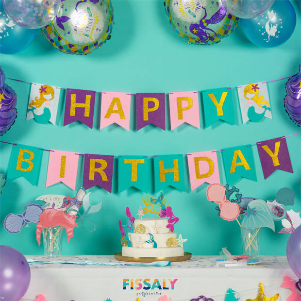 Fissaly® 96 Stuks Zeemeermin Verjaardag Versiering – Kinderfeestje Meisje Decoratie – Mermaid Feest pakket