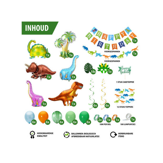 Fissaly® 87 Stuks Dinosaurus Jungle Decoratie set – Dino & Safari Verjaardag Versiering – Thema Kinderfeestje