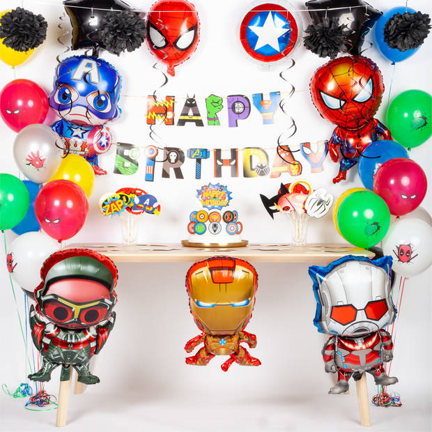 Fissaly® 99 Stuks Superhelden Feest Versiering – Kinderfeestje Decoratie – Superheroes Themafeest Verjaardag - Feestje