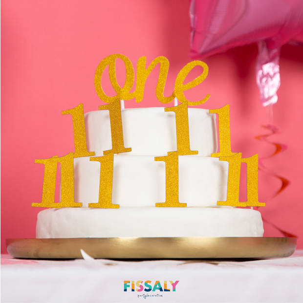 Fissaly® Baby 1 Jaar Verjaardag Versiering Meisje XXL – Happy Birthday Kind Decoratie Incl. Ballonnen – Roze