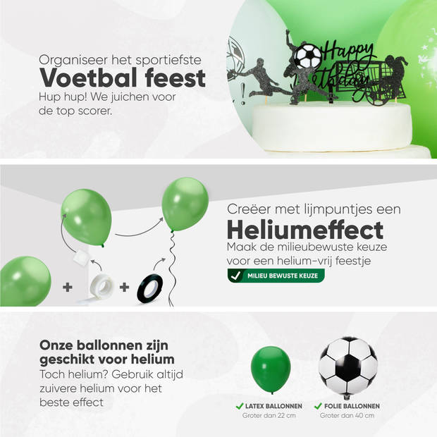 Fissaly® Voetbal Decoratie Versiering – Jongens & Meisjes Kinderfeestje Verjaardag – Feest Pakket incl. Ballonnen