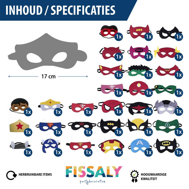 Fissaly® 30 Stuks Superhelden Maskers voor Kinderfeest & Verkleed Partijen – Super Hero Kind Kostuum