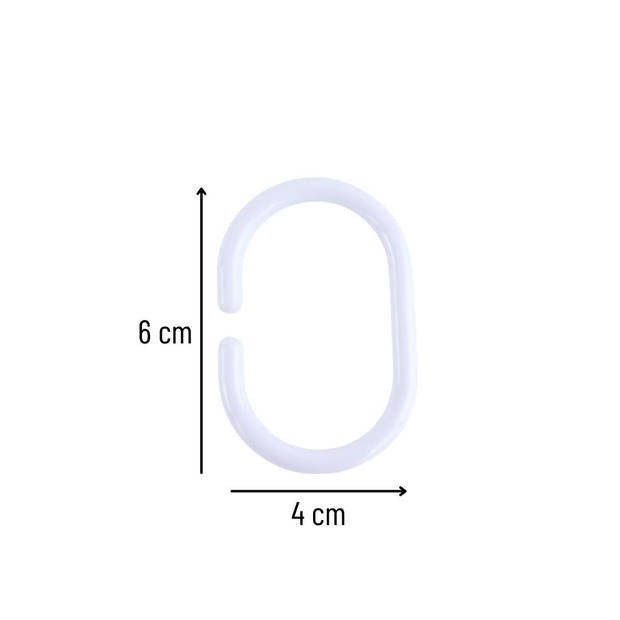 Orange85 Douchegordijn ringen - Gordijnringen - 12 stuks - Wit - Kunststof - Doucheringen - Haken