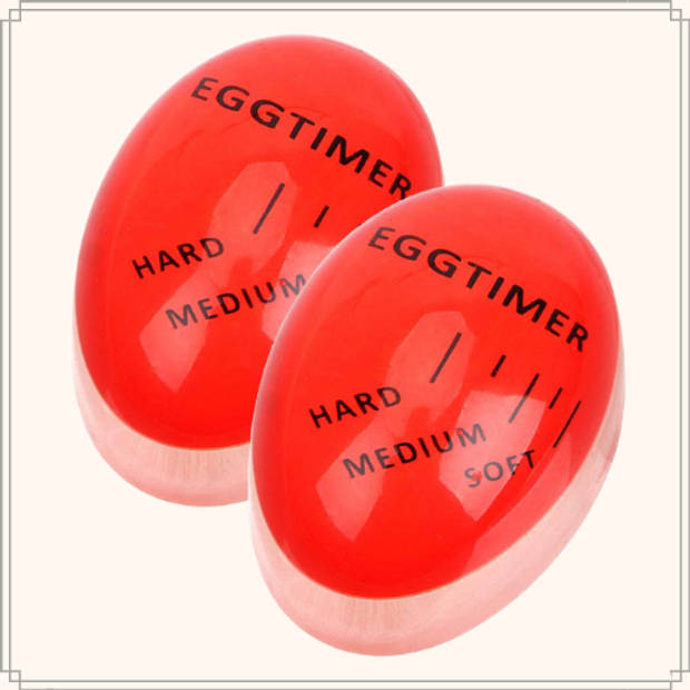 OTIX Eierwekker - Set van 2 - Egg timer - Makkelijk eieren koken - Rood - 6x4.5x3 cm - Kunststof - Verkleurend