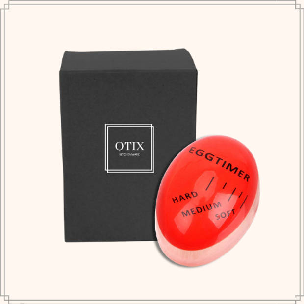 OTIX Eierwekker - Set van 2 - Egg timer - Makkelijk eieren koken - Rood - 6x4.5x3 cm - Kunststof - Verkleurend