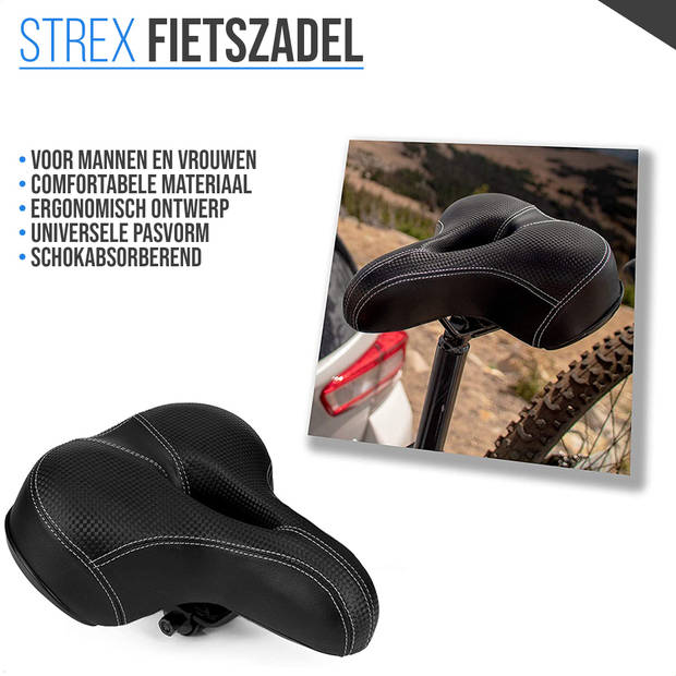 Strex Fietszadel - Unisex - Extra Comfortabel - Ventilerend - Incl. Zadelhoes