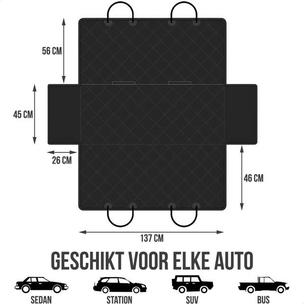 Strex Hondendeken Auto Achterbank en Kofferbak - 137 x 147 CM - Beschermhoes - Hondenkleed - Honden Deken Auto