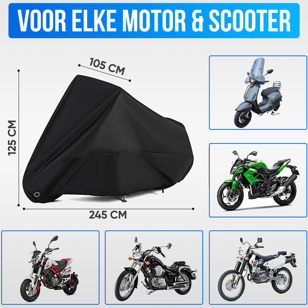 Strex Scooterhoes / Motorhoes Universeel voor alle Scooters / Motors - Waterdicht 300D Oxford - Geschikt voor Windscherm