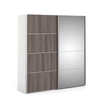 Veto Schuifdeurkast 2 deuren breed 183 cm wit, eiken decor.