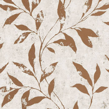 DUTCH WALLCOVERINGS Behang Leafs beige en bruin