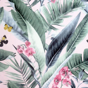 DUTCH WALLCOVERINGS Behang Lush Tropical roze en blauw