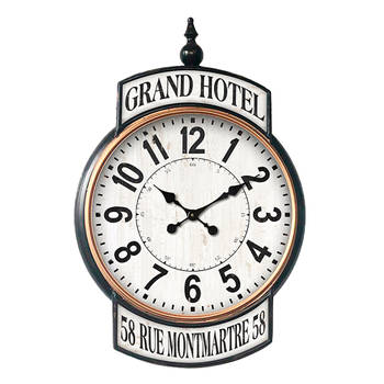 Clayre & Eef Wandklok 62x93 cm Wit Ijzer Grand Hotel Muurklok Wit Muurklok