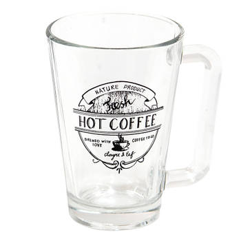 Clayre & Eef Mok 250 ml Glas Hot Coffee Koffiemok Transparant Koffiemok