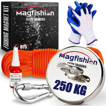 Magfishion Magneetvissen Set - 250 KG - Vismagneet - 20 Meter Lang Touw - Magneetvissen Starterspakket - Magneet Vissen