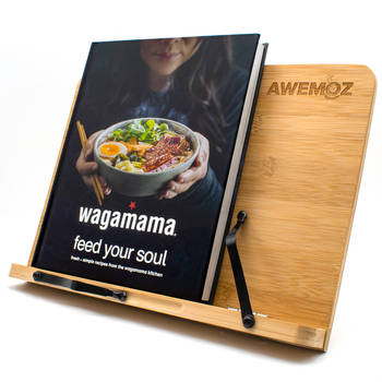 AWEMOZ Boekenstandaard Bamboe Hout - Boekenhouder - Kookboekstandaard - Tablet Standaard - Boekensteun - Tablethouder