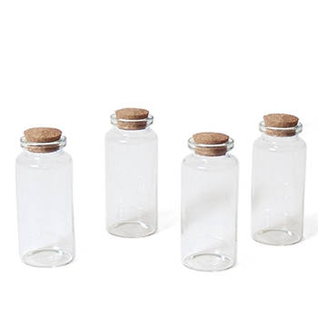 32x Kleine decoratieve glazen flesjes met kurken dop 38 ml - Decoratieve flessen