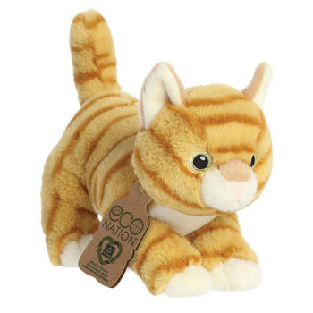 Pluche dieren knuffels oranje lapjes kat van 21 cm - Knuffel huisdieren