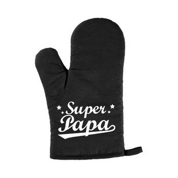 Vaderdag cadeau BBQ handschoen Super papa zwart - Ovenwanten