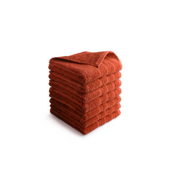 Blokker Seashell Luxor Hotel Handdoek - Terracotta - 7 stuks - 50x100cm aanbieding