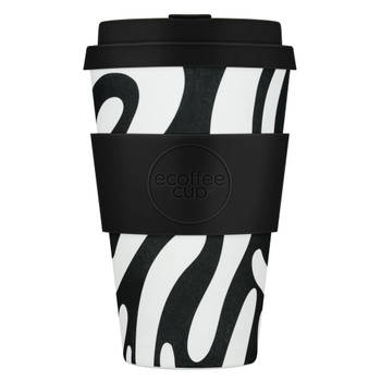 Ecoffee Cup Manasa's Run PLA - Koffiebeker to Go 400 ml - Zwart Siliconen