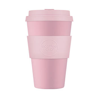 Ecoffee Cup Local Fluff PLA - Koffiebeker to Go 400 ml - Roze Siliconen