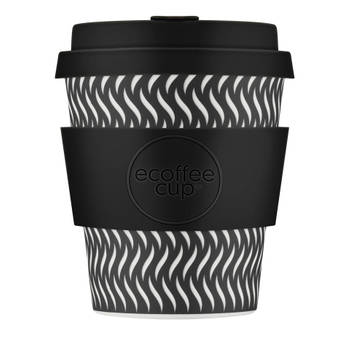Ecoffee Cup Spin Foam PLA - Koffiebeker to Go 250 ml - Zwart Siliconen