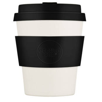 Ecoffee Cup Black Nature PLA - Koffiebeker to Go 250 ml - Zwart Siliconen