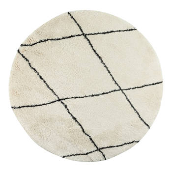 Berber vloerkleed rond hoogpolig Cream/Zwart 160 Ø - (M) - scandinavisch - nea - Interieur05