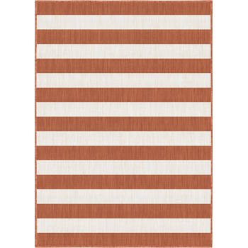 Buitenkleed Stripes roest/wit dubbelzijdig