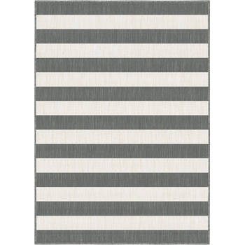 Buitenkleed Stripes Grijs/Wit dubbelzijdig