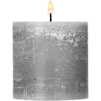 Blokker rustieke cilinderkaars - licht grijs - 7x8 cm