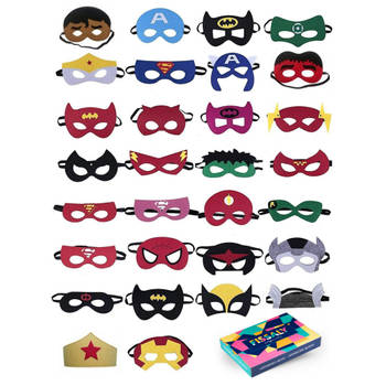 Fissaly® 30 Stuks Superhelden Maskers voor Kinderfeest & Verkleed Partijen – Super Hero Kind Kostuum