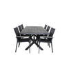 Rives tuinmeubelset tafel 100x200cm en 6 stoel Parma zwart.