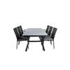 Virya tuinmeubelset tafel 100x200cm en 6 stoel Anna zwart, grijs.