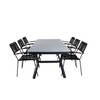 Virya tuinmeubelset tafel 100x200cm en 6 stoel armleuningS Lindos zwart, grijs.