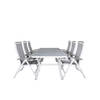 Virya tuinmeubelset tafel 100x200cm en 6 stoel 5posG Albany wit, grijs.