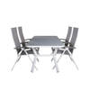 Virya tuinmeubelset tafel 90x160cm en 4 stoel L5pos Albany wit, grijs.