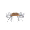 Panama tuinmeubelset tafel 90x152/210cm en 6 stoel Alina wit, naturel.