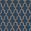 DUTCH WALLCOVERINGS Behang Geometric blauw en goudkleurig