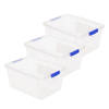 3x stuks opslagboxen/bakken/organizers met deksel 16 liter 40 x 30 x 21 cm transparant plastic - Opbergbox