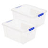 2x stuks opslagboxen/bakken/organizers met deksel 16 liter 40 x 30 x 21 cm transparant plastic - Opbergbox