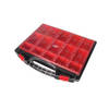 Tayg assortimentsdoos, 13 uitneembare bakjes, transparant deksel, stapelbaar, 430 x 370 x 85 mm, zwart/rood