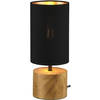 LED Tafellamp - Tafelverlichting - Trion Wooden - E14 Fitting - Rond - Mat Zwart/Goud - Hout
