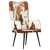 vidaXL Fauteuil harig echt leer bruin en wit