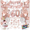 Fissaly® 60 Jaar Rose Goud Verjaardag Decoratie Versiering – Feest - Helium, Latex & Papieren Confetti Ballonnen